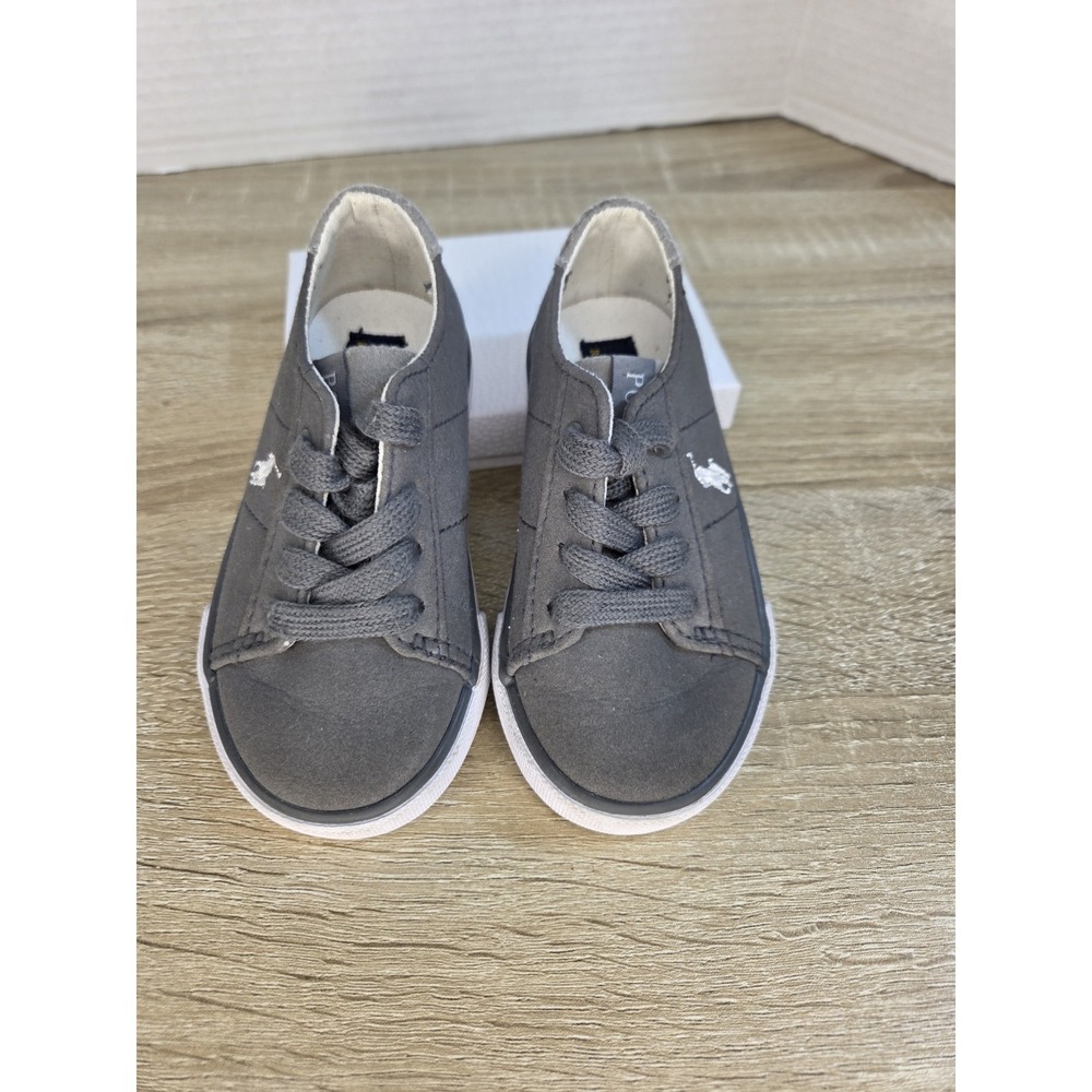 Polo Ralph Lauren Gray Canvas‎ Sneakers Shoes Size 6-gray Shoe For Boys Size 6 - Picture 2 of 11